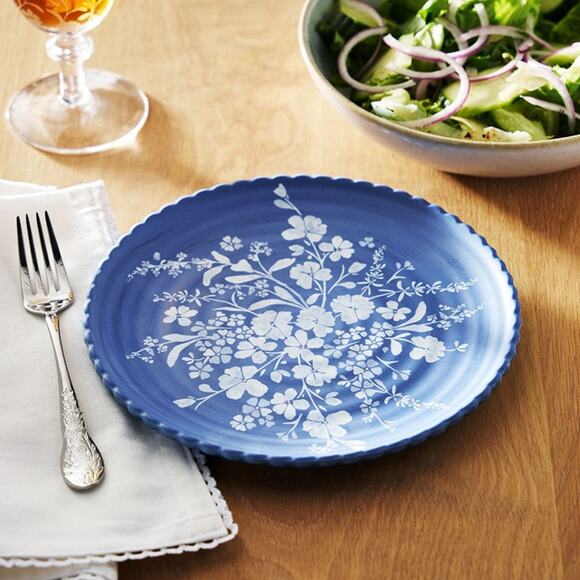 The Pioneer Woman 12-Piece Daisy Bamboo Melamine Dinnerware Set, Blue - Picture 2 of 7